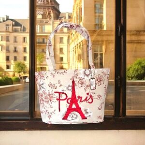 NWT Paris Tote Bag | Eiffel Tower | Travel Bag | Beach Bag Red